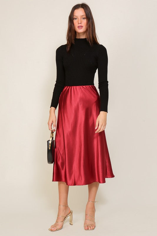 Satin Midi Flare Skirt – Elemental Styling