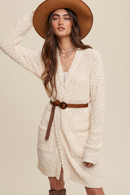 Popcorn open knit cardigan
