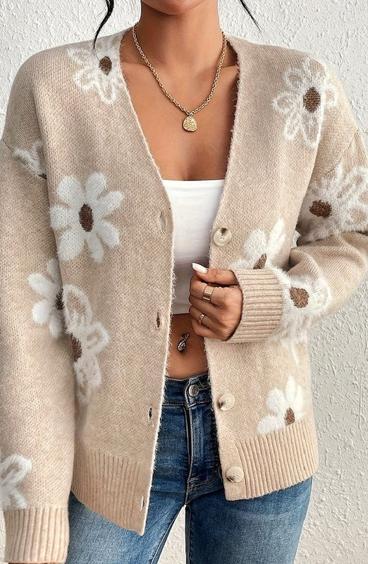 White floral cardigan