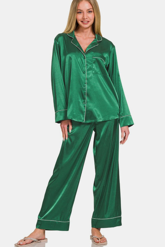 Zenana 2-piece green pajama set